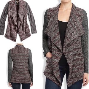 Lucky Brand gray wool blend open cascading sweater size Large